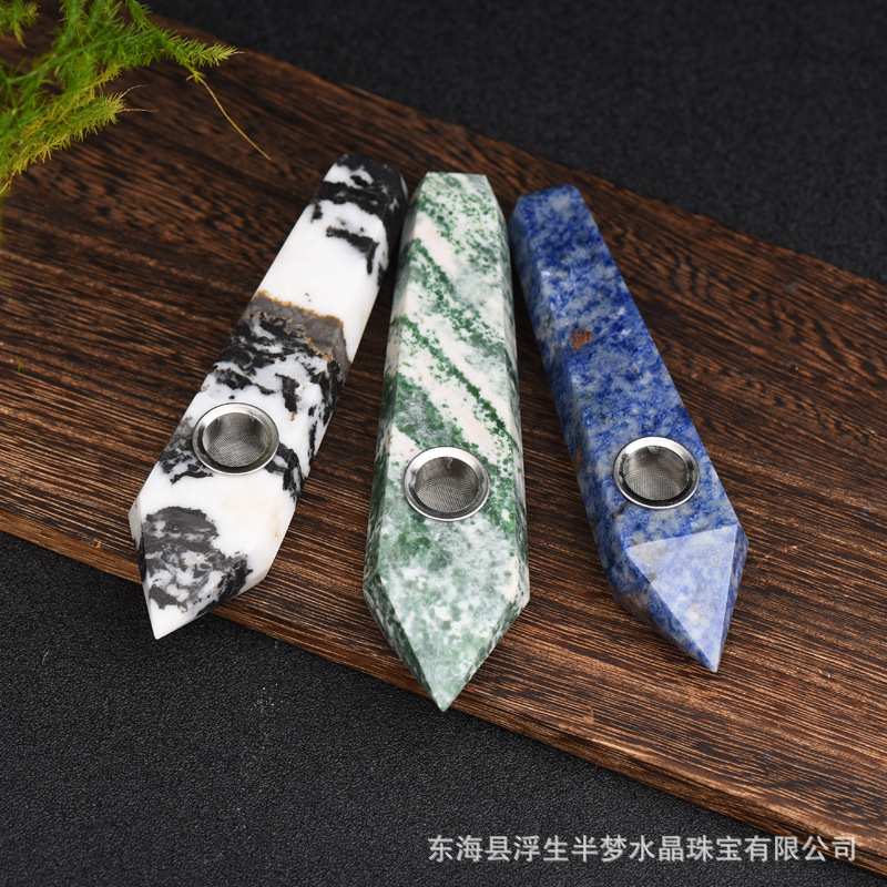 Natural crystal glass pipe for women small size portable handmade pipe straight smoking accessory high-end gift 201125