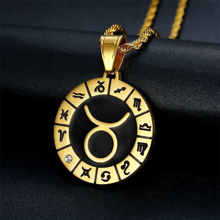 Leo 12 Constellations Necklace Birthday Gifts Gold Color Stainless Steel Amet Pendant Zodiac Sign Jewelry Necklace Dropsing X250516