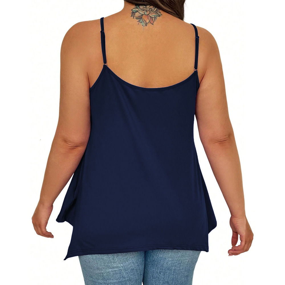 Plus Size Womens Loose Casual Camisole Vest Womens Solid Color Pullover Sleeveless Top