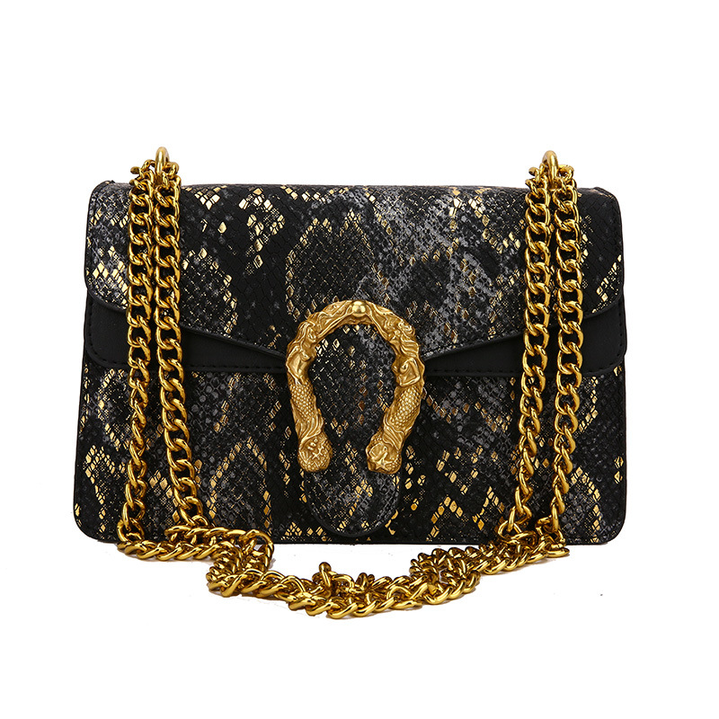 Free shipping designer 2025 new fashionable temperament small square snake pattern single shoulder diagonal cross bag for women