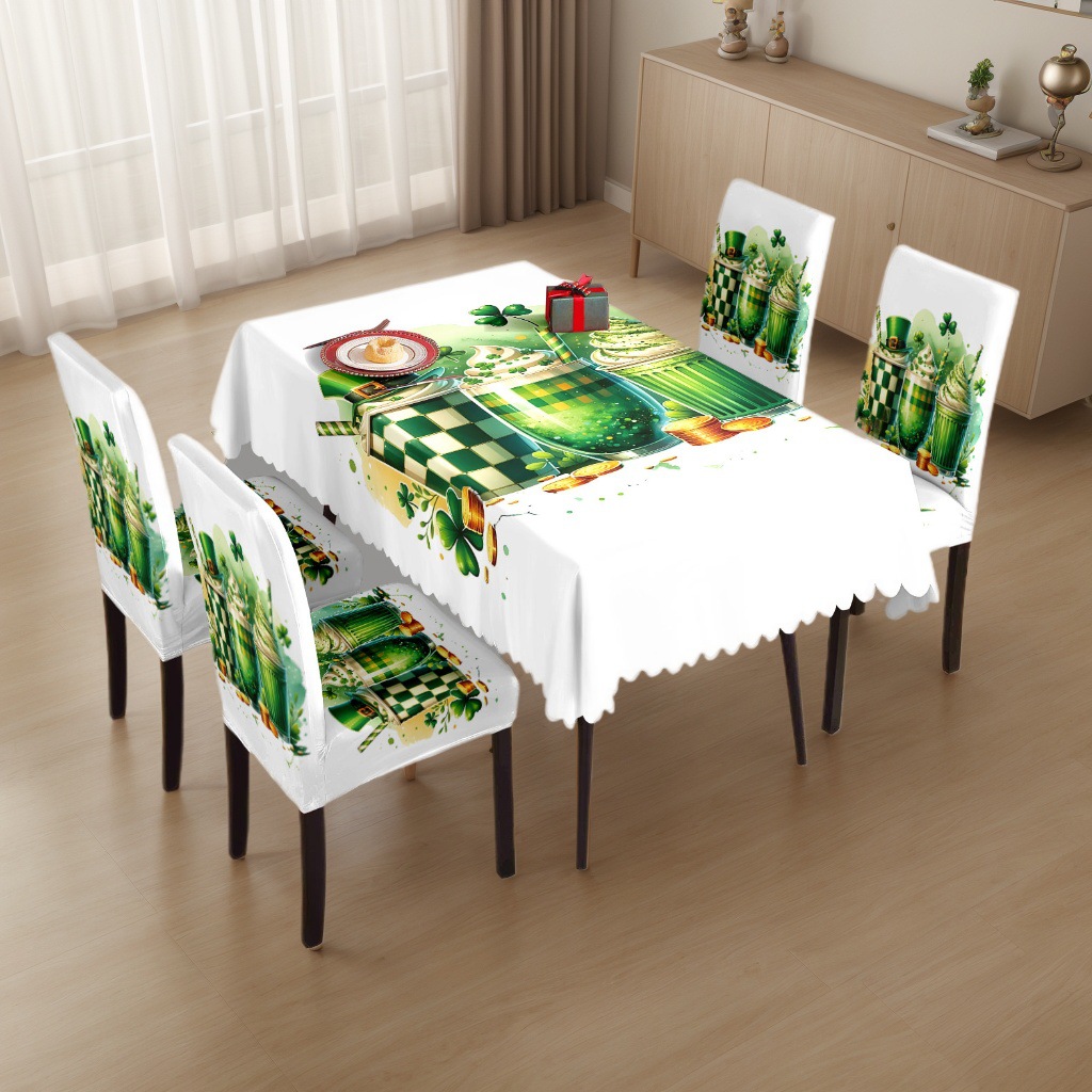 T0467 Waterproof Printed Tablecloth Restaurant Home Printed Chair Cover Tablecloth Chair Cover Decoration Set Patrick