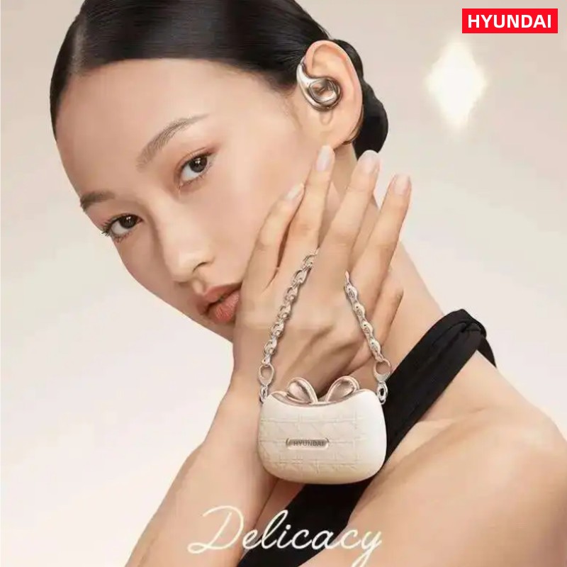 New HYUNDAI YX46 Bluetooth Headphones Small Sachet Open Earphones High Sound Light Luxury Fragrance Bag Style Charging Case For Gift