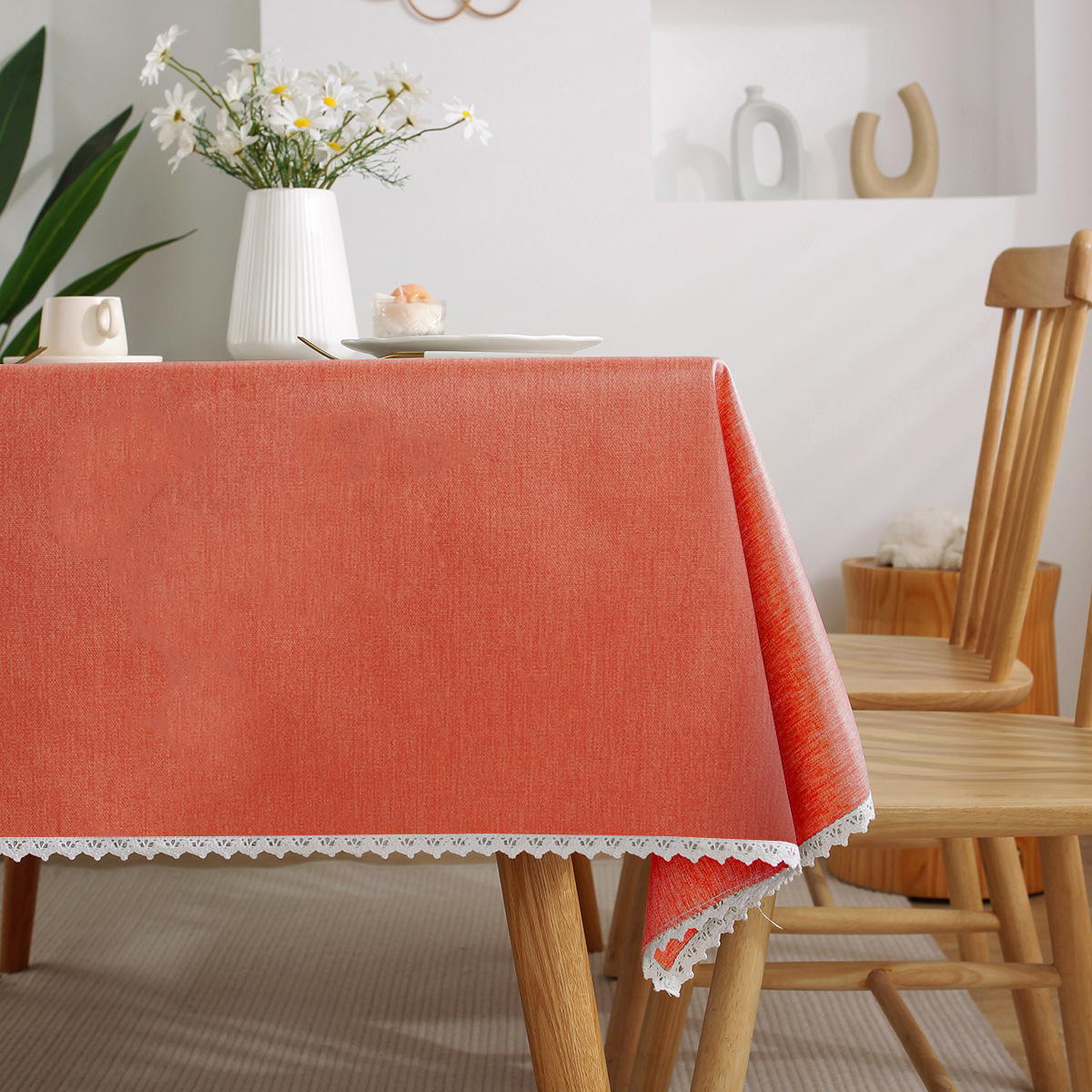 B395 cotton and linen tablecloth waterproof and oil-proof wash-free solid color tablecloth restaurant coffee table tablecloth spot wholesale