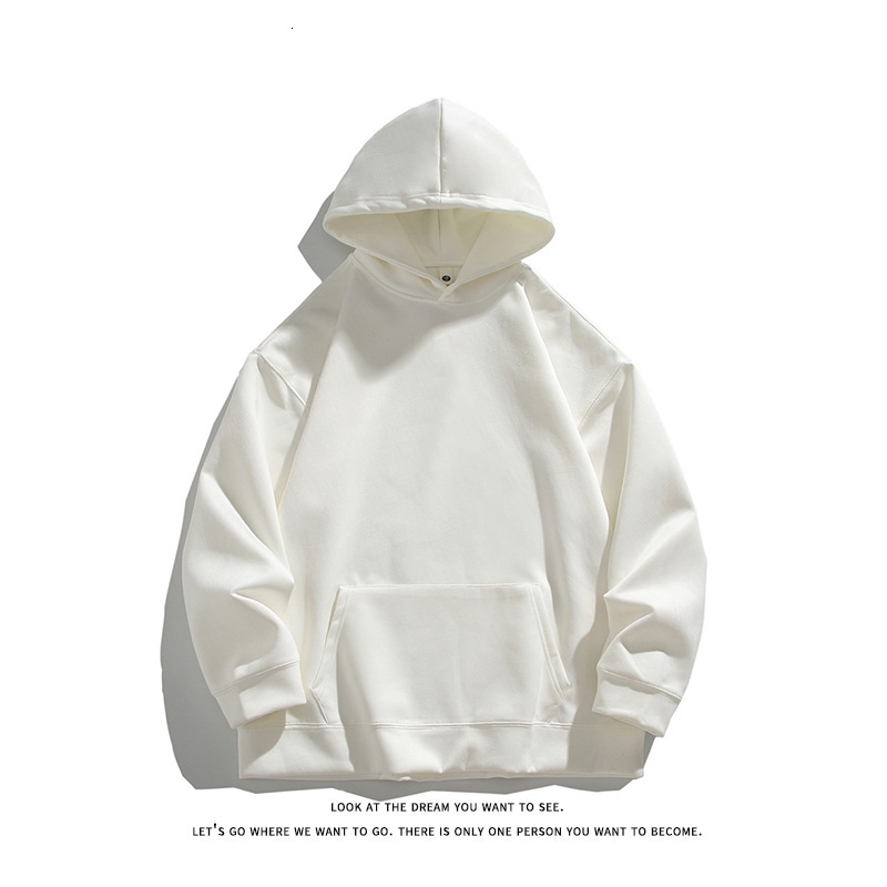 400g suede hooded sweatshirt men's 2024 autumn and winter new item solid color loose casual clothes
