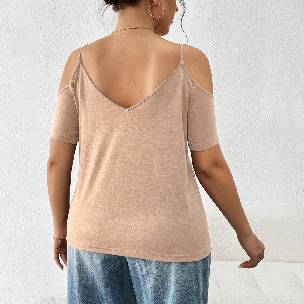 Spring/summer Large Womens Slim Fit Off Shoulder Sexy Strap T-shirt Top