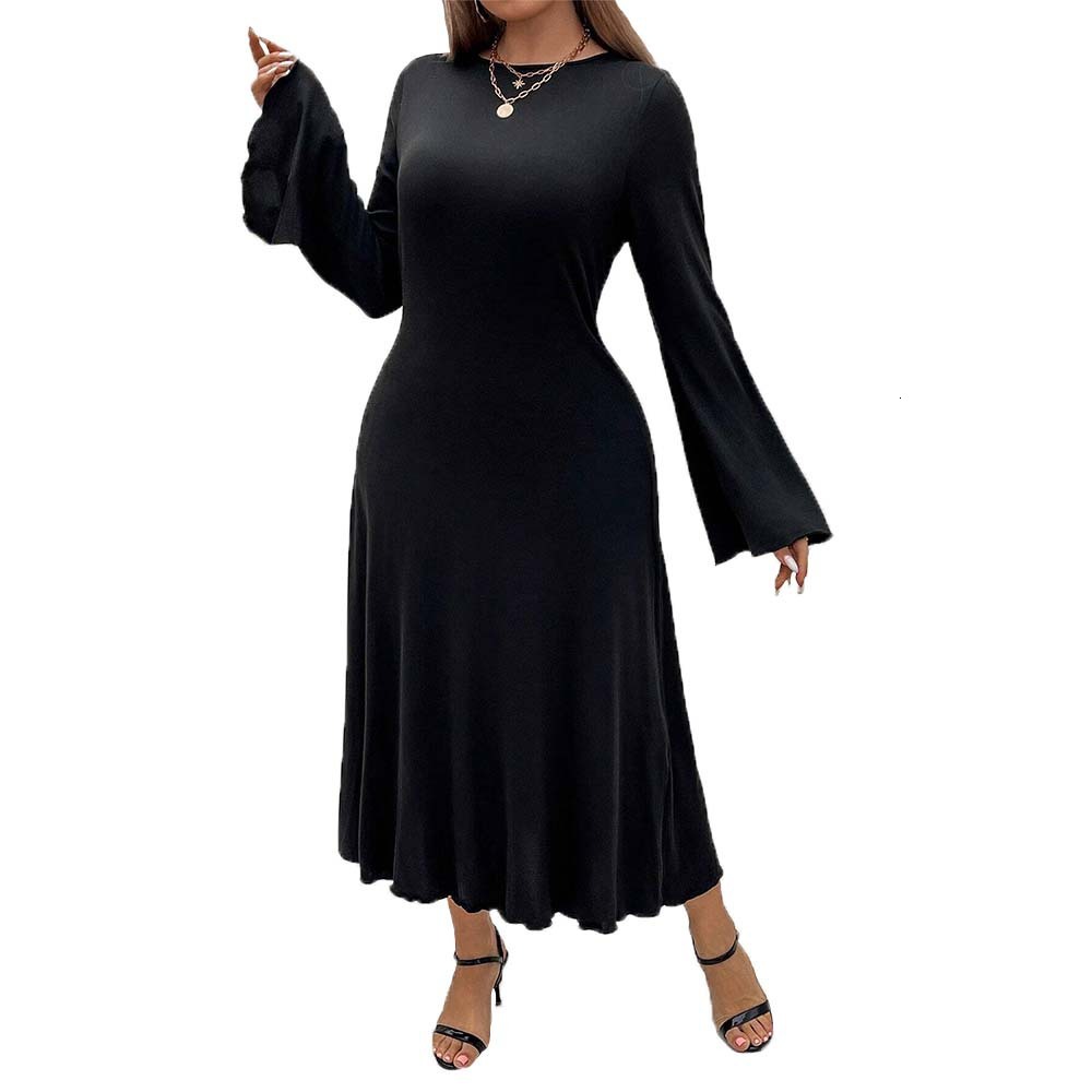 Large Size Womens Sexy and Intellectual Dress Autumn and Winter Backless Strap Waist Cinching and Slimming Mid Length Skirt