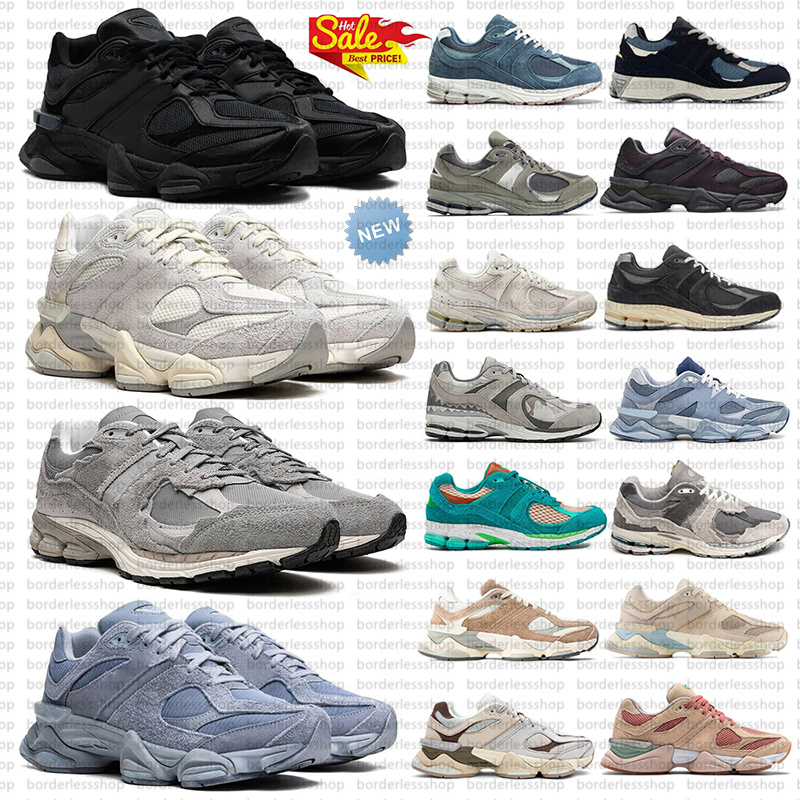 With Box Sneakers Running Shoes 9060 Men Women Triple Black Leather White Sea salt Ivory Navy Quartz Grey Blue Size 36-47