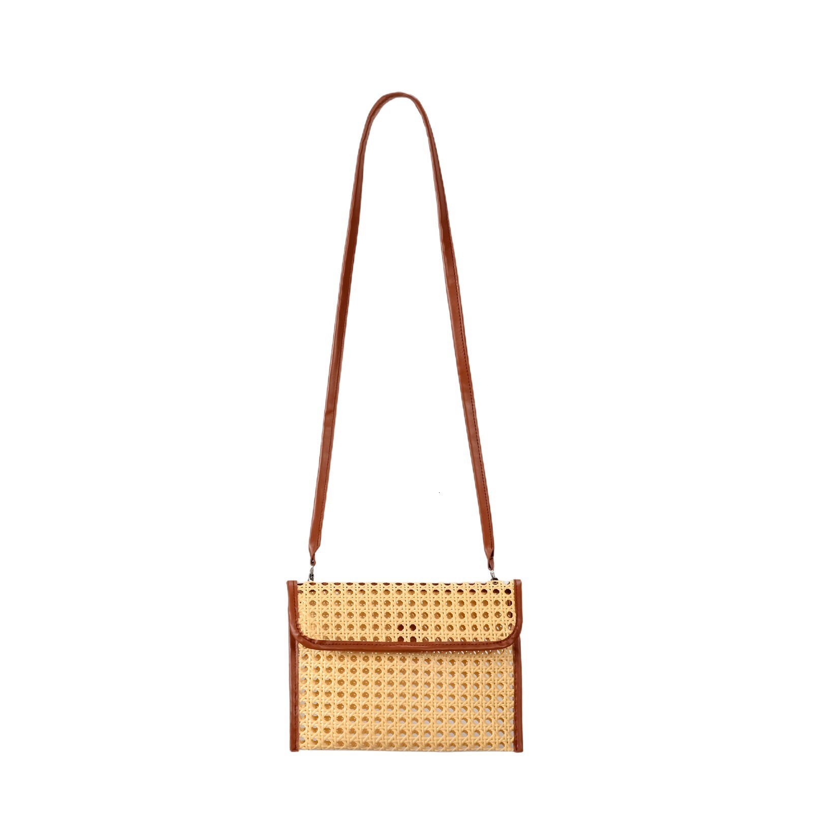 2025S designer rattan hand woven single shoulder crossbody women vacation hollow beach flip small square bag handbag