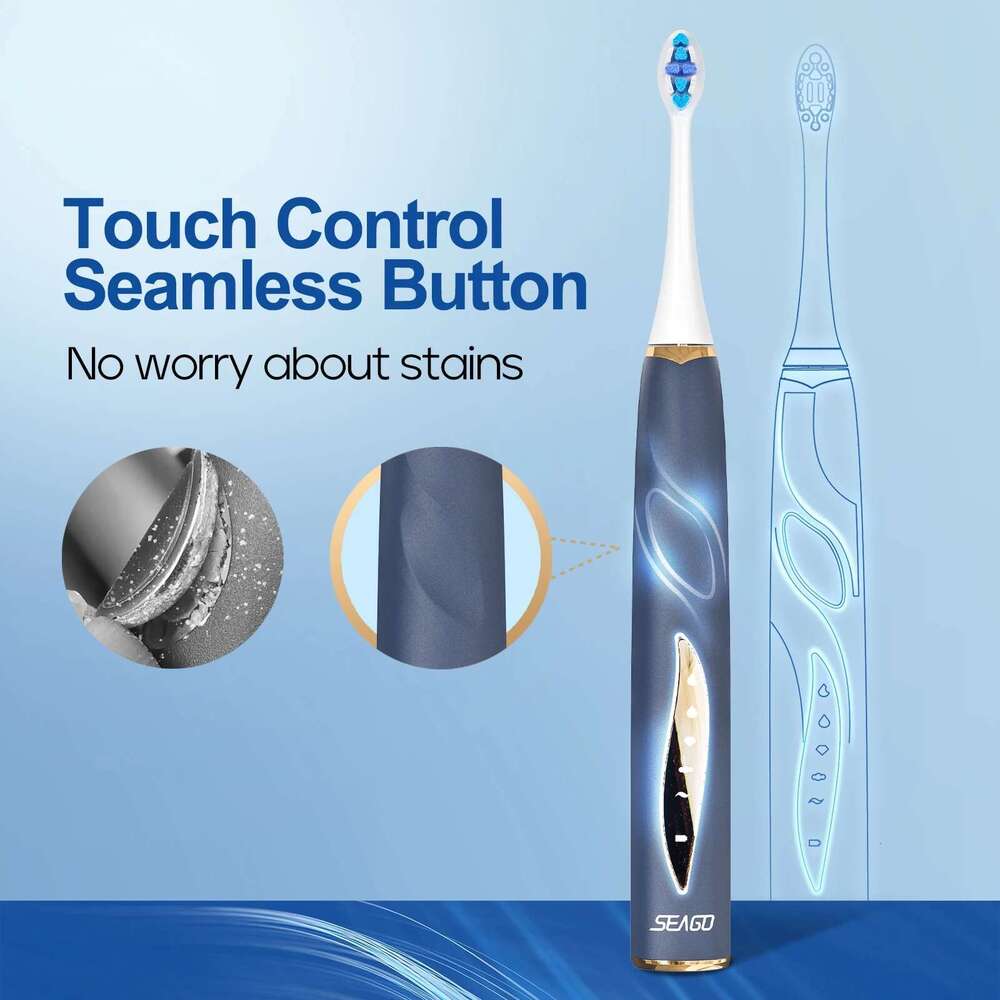 Seago Sonic Electric Toothbrush Seamless Touch Control Button Pressure Sensor 5 Modes IPX7 Waterproof Rechargeable