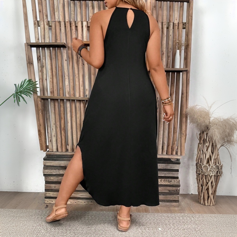 2025 Plus Size Womens Simple and Elegant Style Dress Spring and Summer New Style Loose and Slimming Mid Length Skirt
