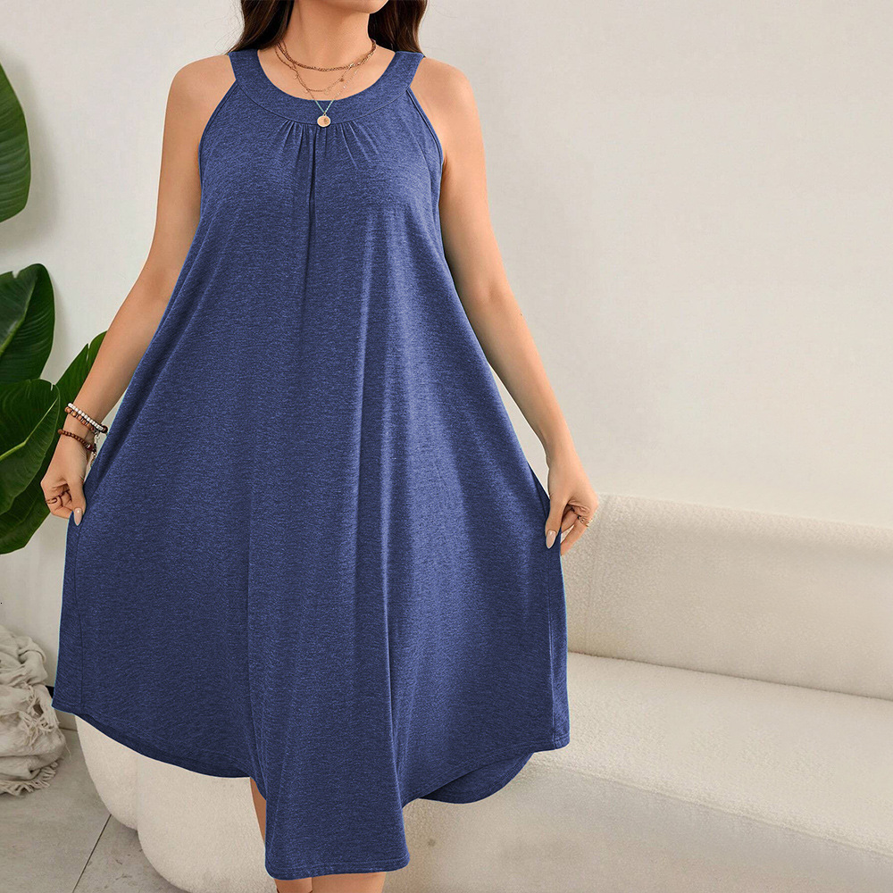 Large Size Womens Sleeveless Beach Dress Seaside Vacation Style Casual Temperament Skirt Childrens