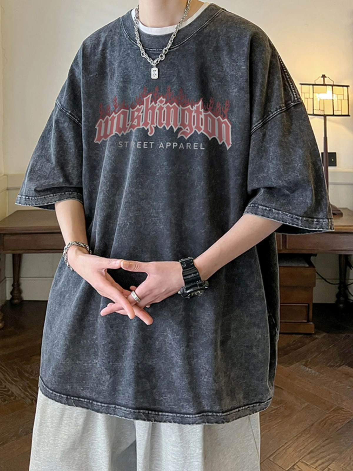 Black Gothic Style Fashion Top Plus Size Vintage Street Hip Hop Short Sleeve 2024 Summer Allmatch Big Tshirts 250514