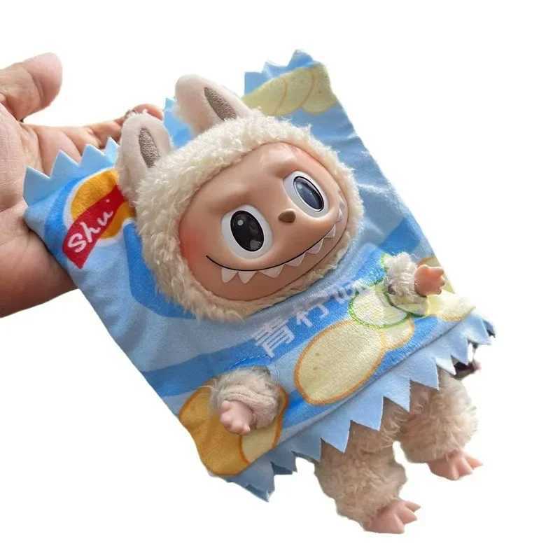 17cm Cute Mini Plush Outfit Accessories For Labubu Dolls Clothing Kid Gift Potato Chip Packaging Clothes Free shipping