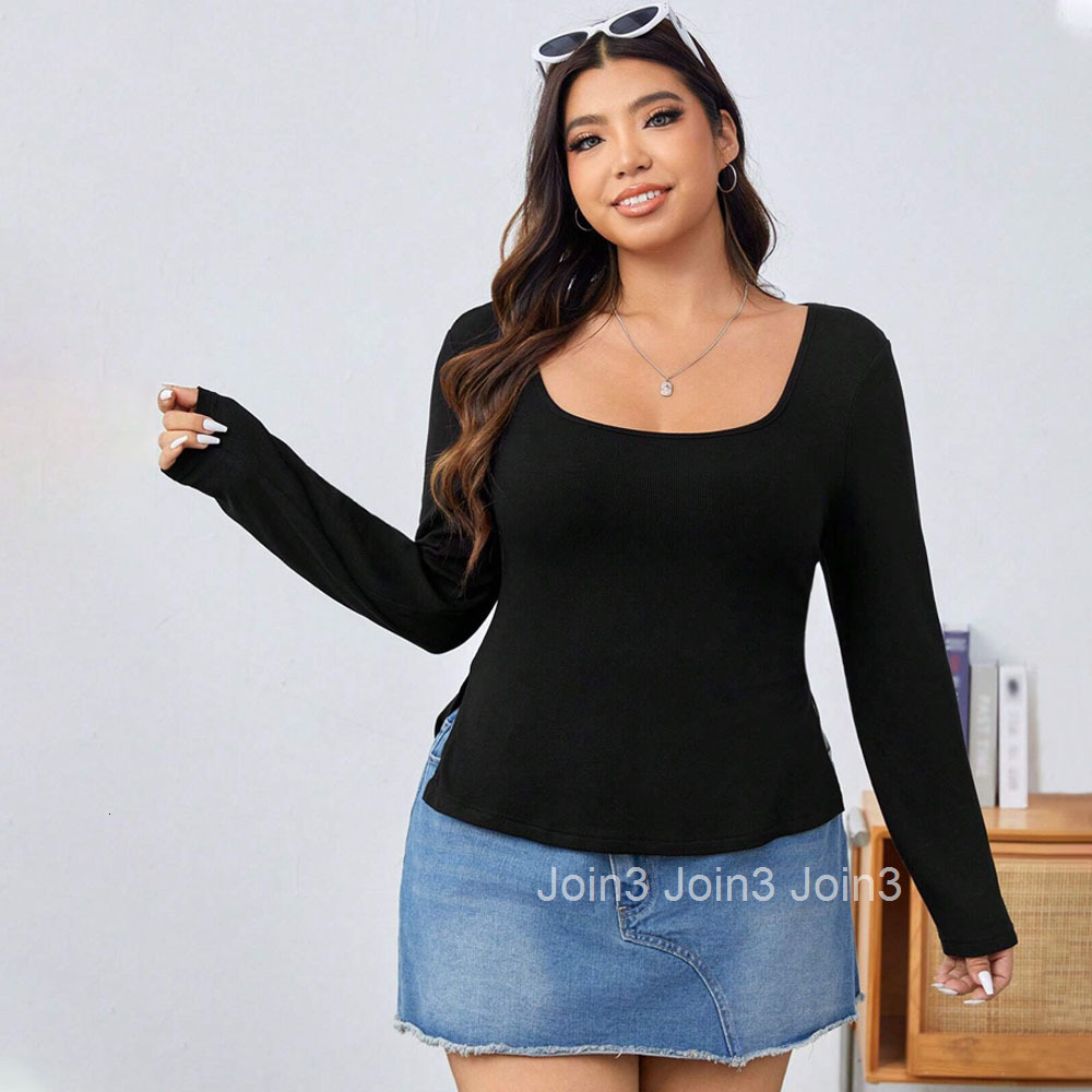 Autumn and Winter Black Knitted Long Sleeved Base Shirt with a Simple Commuting Style Square Neck Slim Fit and Slimming Top