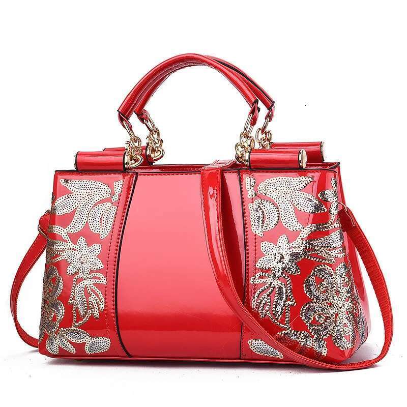 Patent leather glossy bride wedding atmosphere handbag large capacity women's shoulder messenger bag