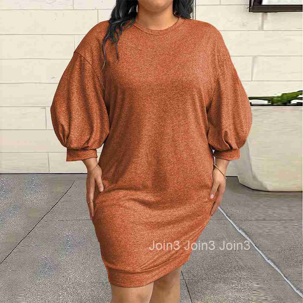 Plus Size Womens Fashion Simple Style Dress for Autumn and Winter Loose and Slimming One Step Short Skirt