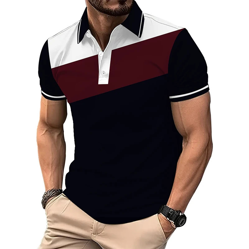 Striped mens short sleeved polo shirt summer fashion collar Tshirt comfortable and simple toplevel Tshi 250506Z