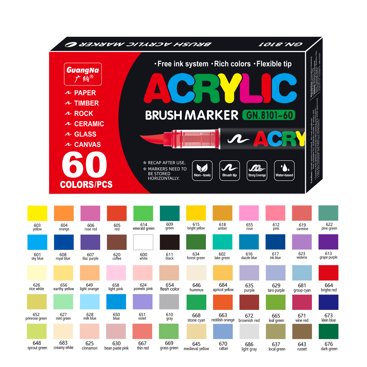 Artists Toolbox - Premium Quality Assortment of 60 Vibrant Acrylic Markers