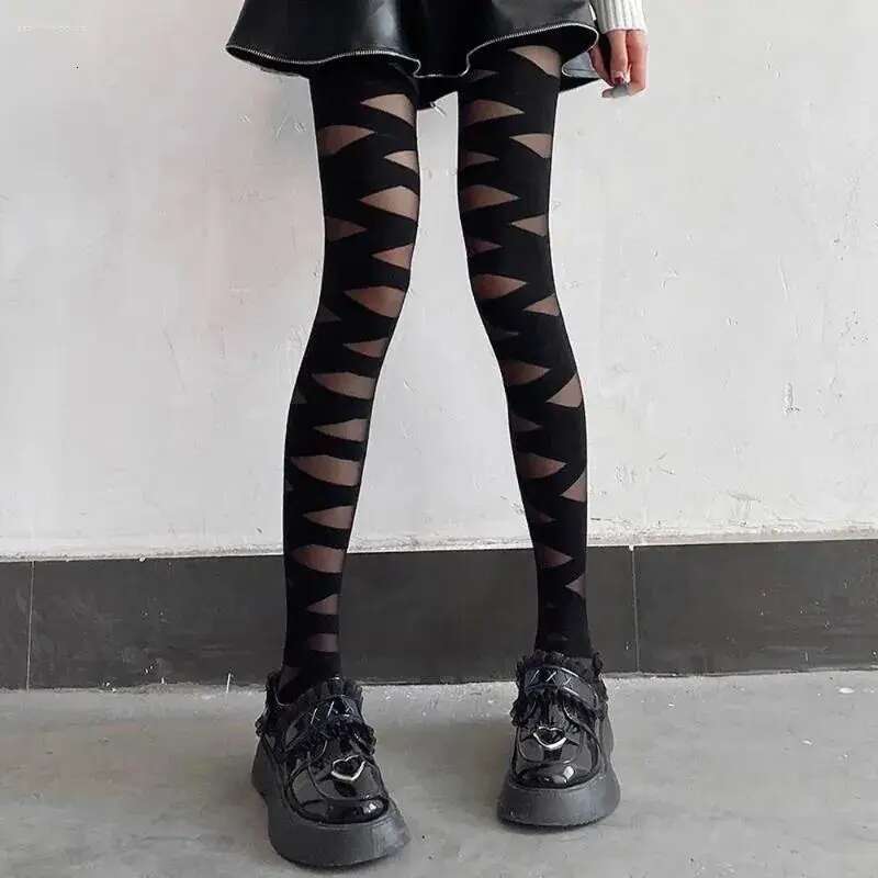 Women Socks Elegant Sexy Cross Glass Silk JK Thin Mesh Pantyhose Stripe Korean Stockings Tights designer bag