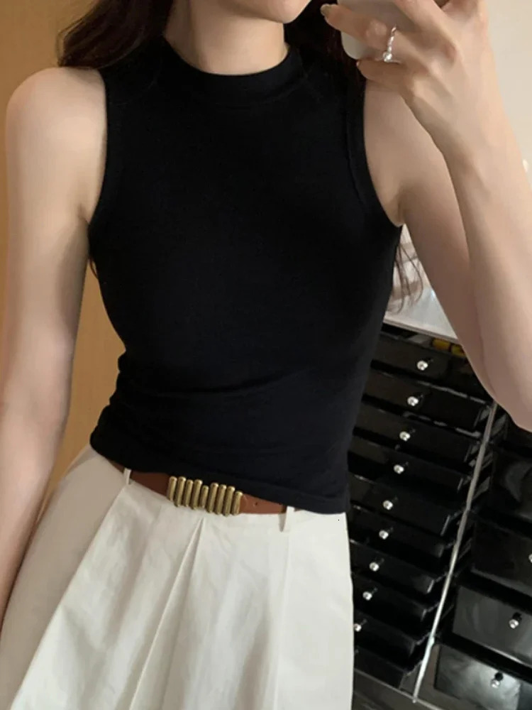 2025 ZJAISs Solid Round Neck Ribbed Tank Top Womens Summer Basic Elastic ONeck 250506