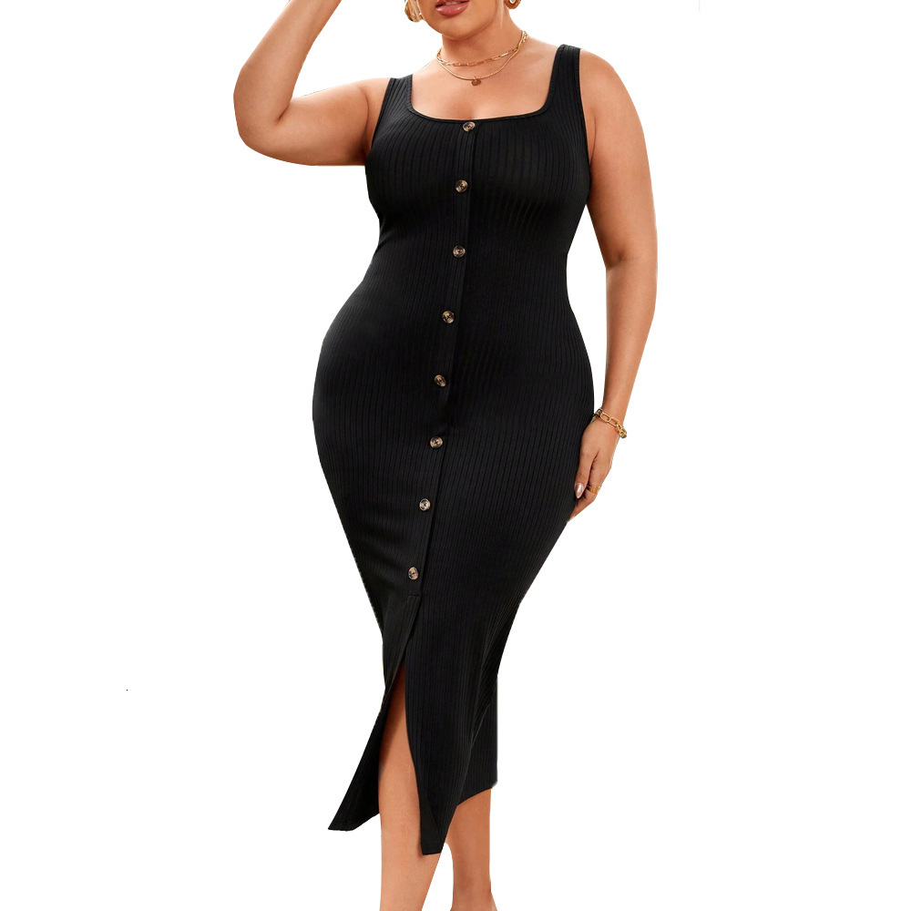 Large Size Womens Elegant Style Square Neck Dress Summer New High Waisted Solid Color Suspender Wrapped Skirt