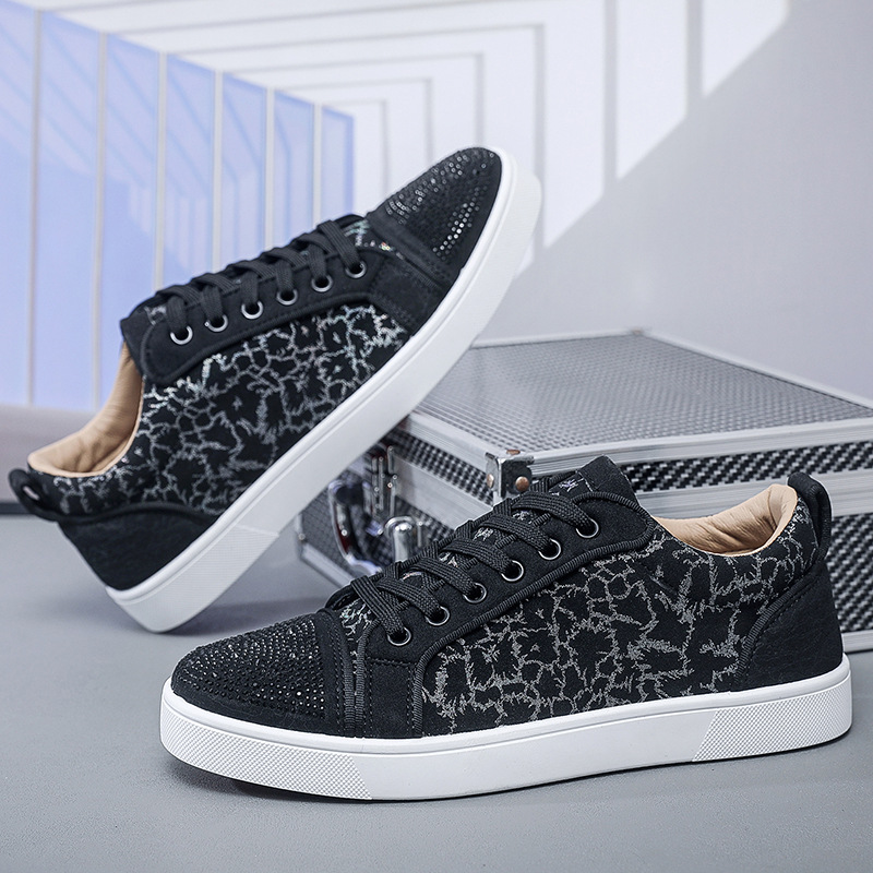 Designer Men's with Red Soles Low Cut Rhie Leopard Personalized Print Breathable Casual Board Shoes