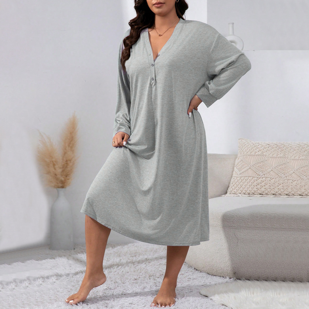 Large Size Womens Fashion Simple Dress Autumn and Winter Home Comfortable Casual Loose Mid Length Skirt