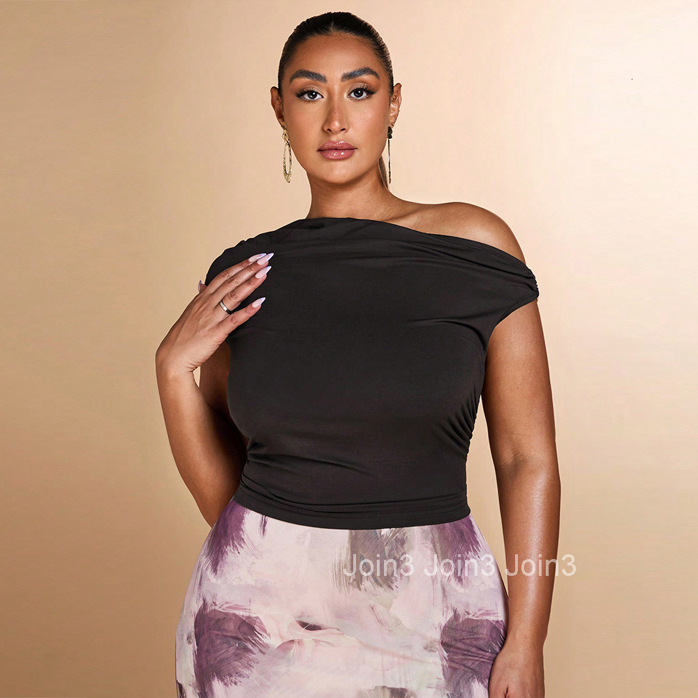 Large Womens Wear Pure Want to Look Thin T-shirt Spring/summer New Style Off Shoulder Design Short Top