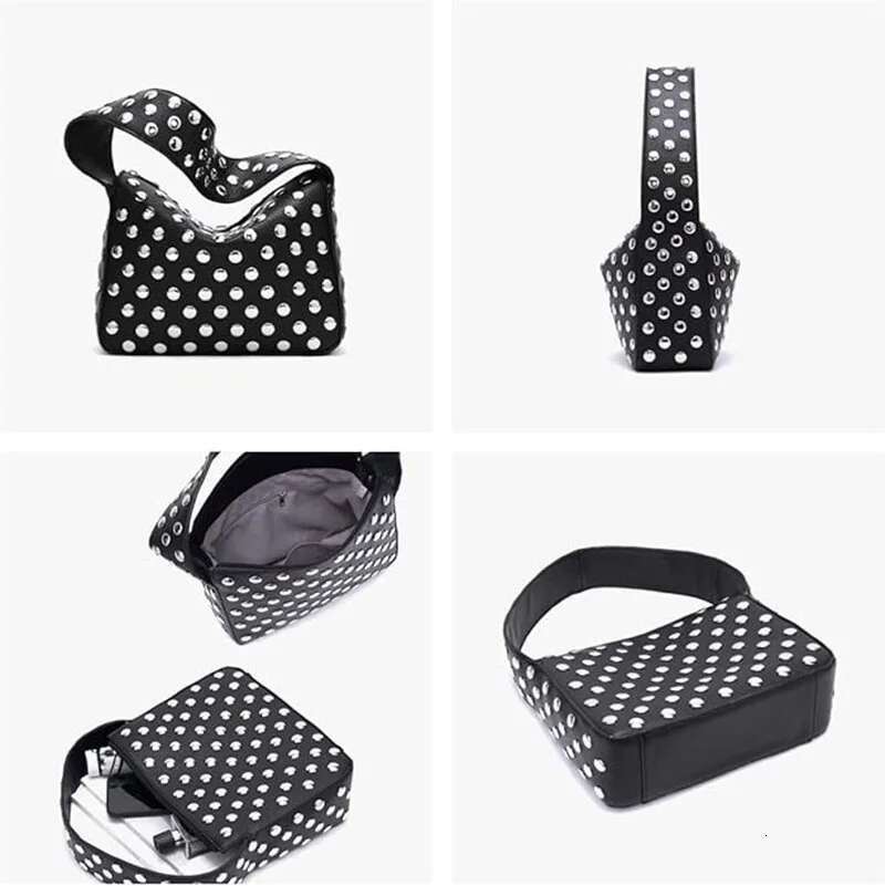 Fashion Rivet Women Shoulder Bags Punk Style Lady Handbags Pu Leather Pillow Shaped Female Trend Underarm Bag