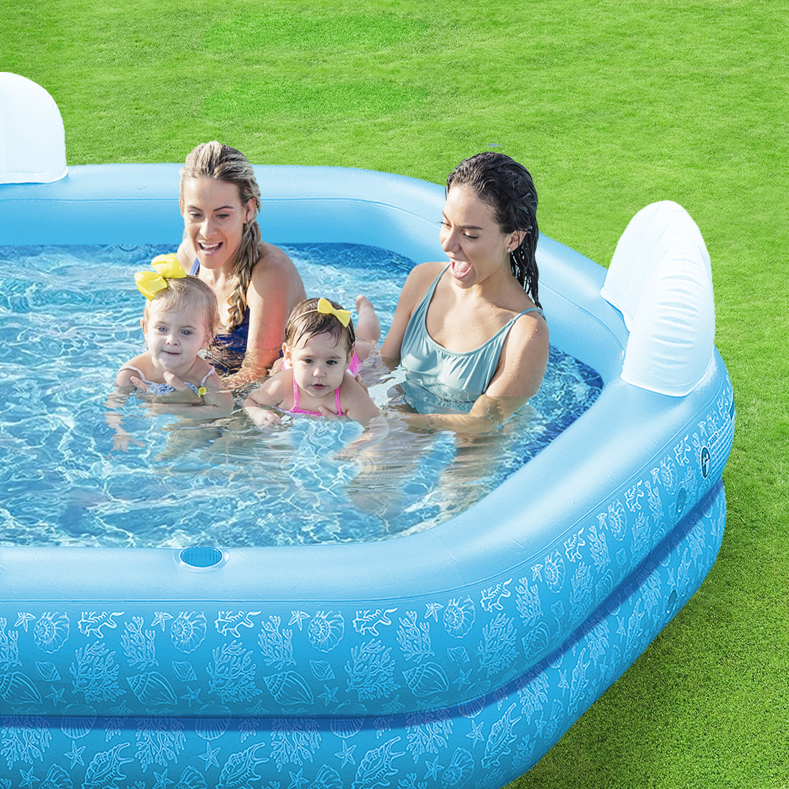 Durable Kids' Water Play Area: Reusable Blow-Up Pool For Fun at Home & Garden