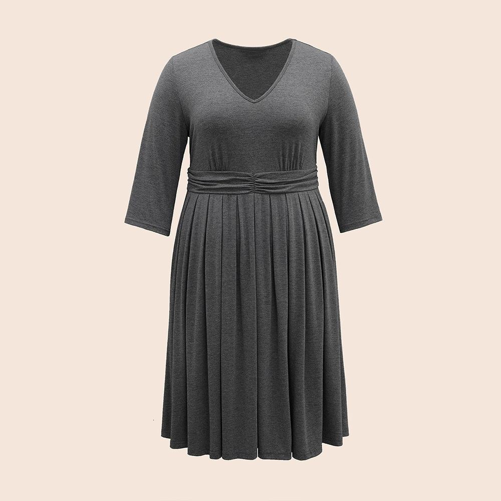 Autumn and Winter New Plus Size Womens Dress Commuting Waist Cinching Slimming Mid Length Skirt