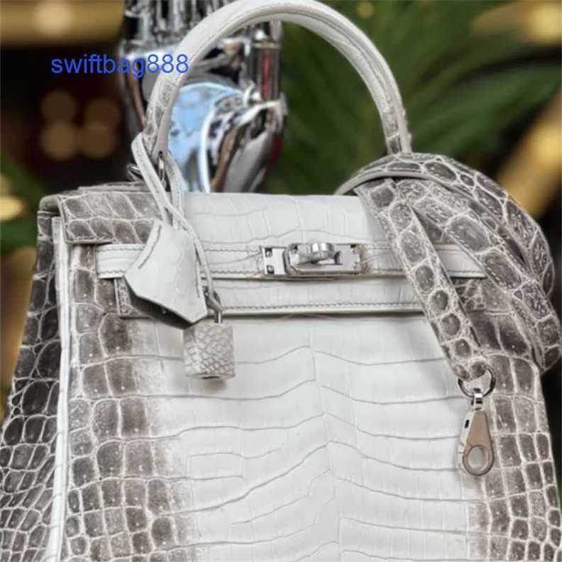 luxury bag crocodile leather himalaya handmade Imported Nile Himalayan White Sewn Three Piece Womens 25cm High End Handbag cp6jgood UF