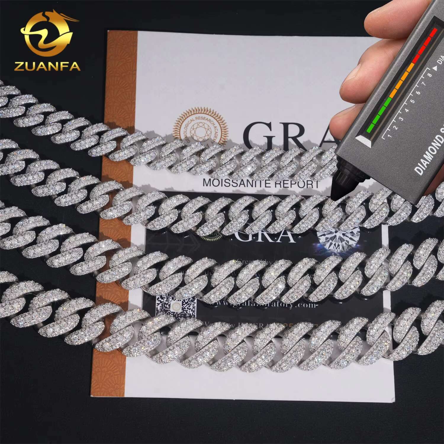 Pass Diamond Tester Hot Selling 925 Sterling Silver 13mm 15mm 16mm 18mm Iced Hip Hop Moissanite Cuban Link Chain