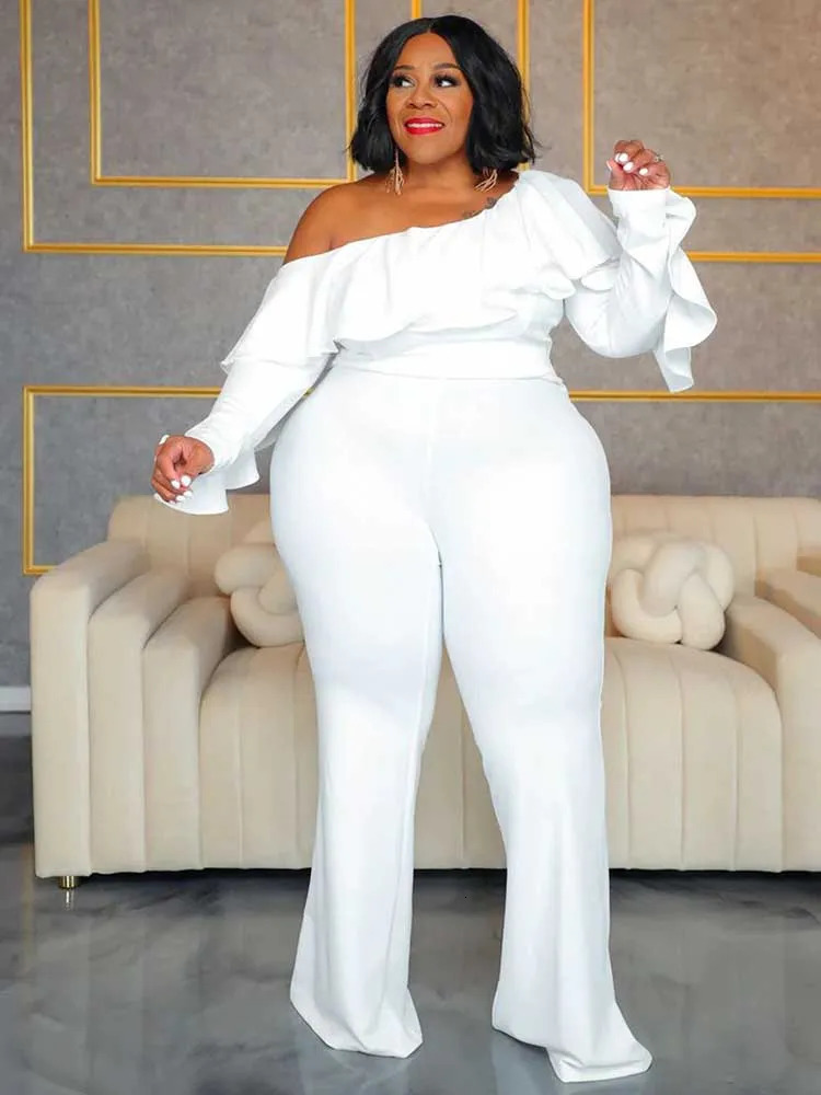 Elegant Woman Jumpsuit Autumn Slash Neck Jumpsuit Casual Woman Clothes One Piece Long Sleeve Jumpsuit Sexy Plus Size Looks 250515