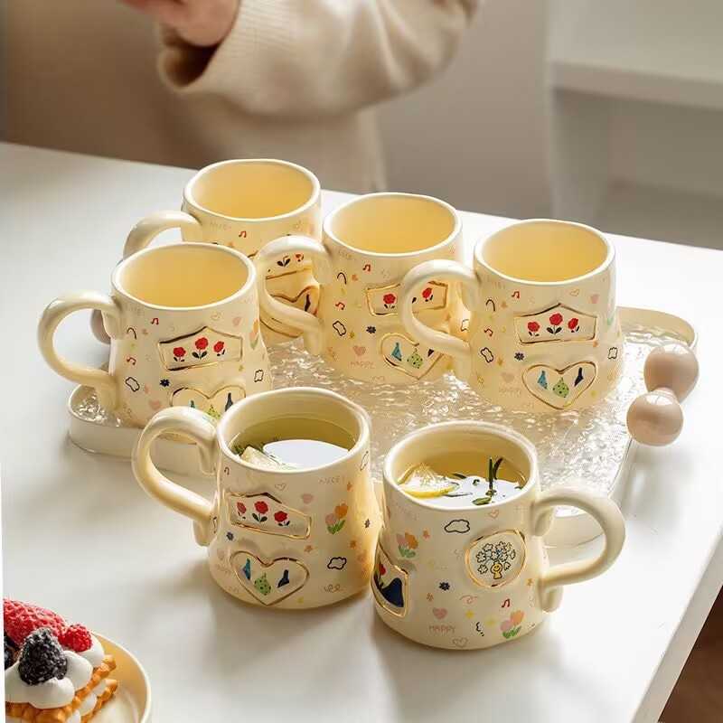 Water cup household set ceramic cup wholesale ceramic water set gift box 2024 housewarming giftC241209