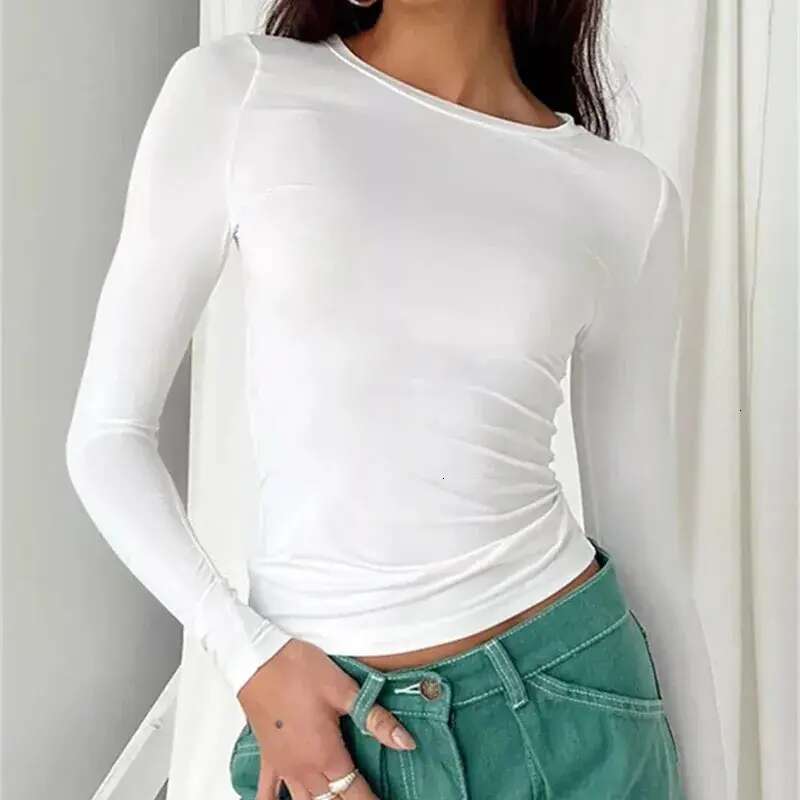 Women Long Sleeve T Shirt Spring Autumn Solid Slim Fit Casual Shirts Female Pullovers Basic Tee Y2k Clothes Streetwear Crop Tops 241029 designer bag