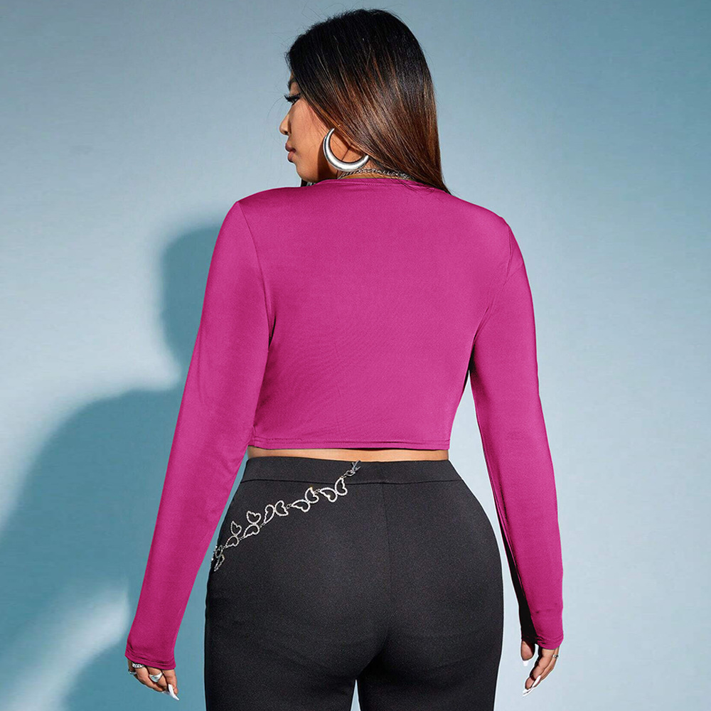 Large Size Womens Clothing Autumn and Winter New Trend Slim Fit and Sexy Spicy Girl Y2k Long Sleeved T-shirt Top