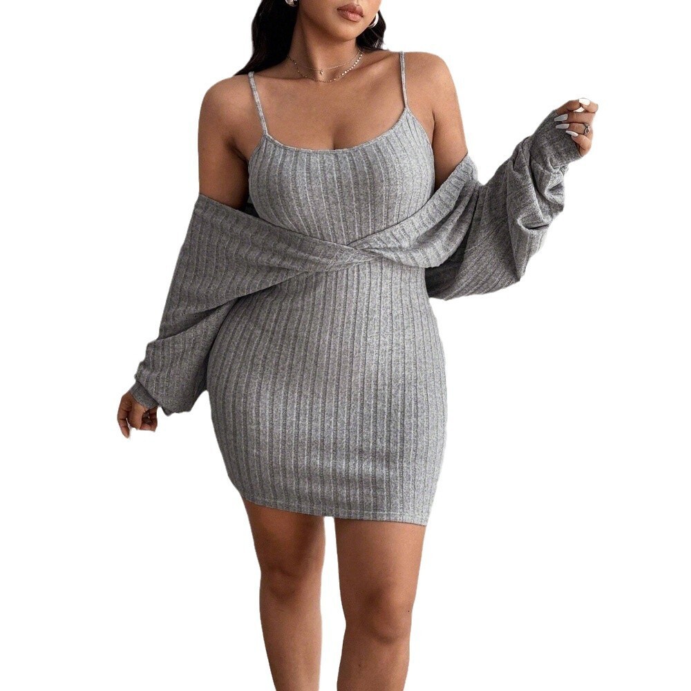 Large Size Womens Sexy Pure Desire Dress Autumn and Winter New Item Fake Two Piece Slimming Short Skirt