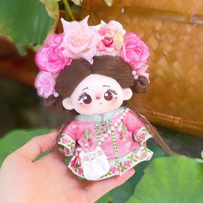 17cm Labubu Clothes Suit Chinese Sle Hanfu Flower Headwear Ancient Clothing Toys For 1/8 1/12 BJD 10cm Cotton Doll Gift Free shipping