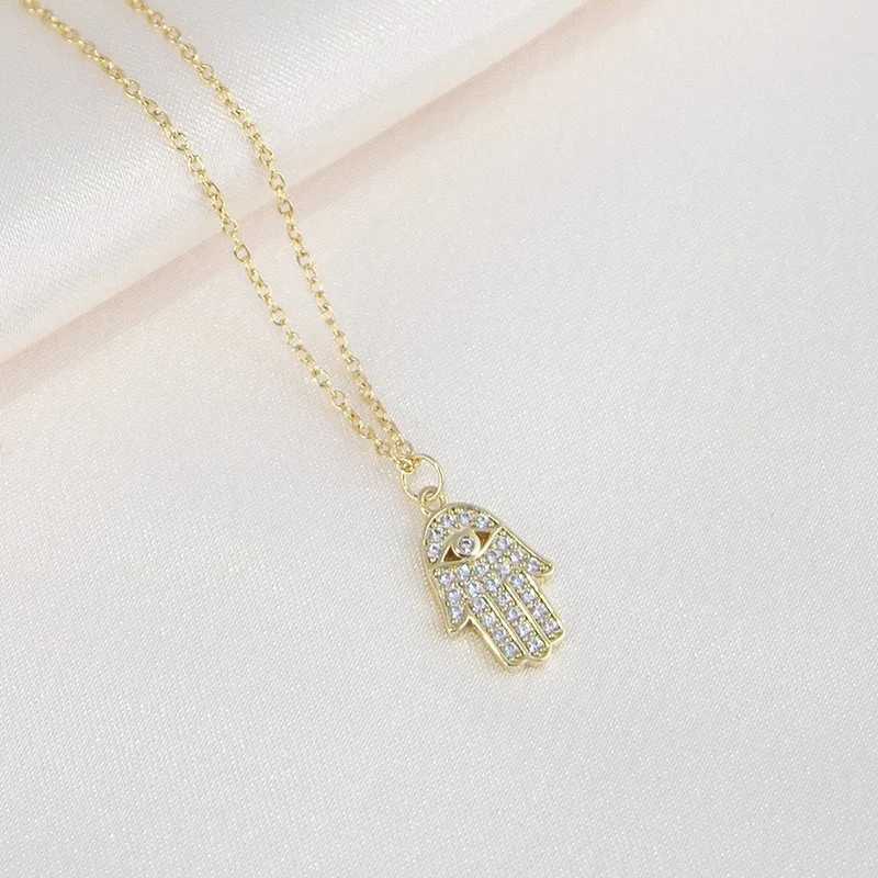 Aide 925 Sterling Silver Punk Bling Out Hamsa Hand Necklace for Men Wen Gift Fatima Zircon Palm Pendants Necklace Jewelry X2505161