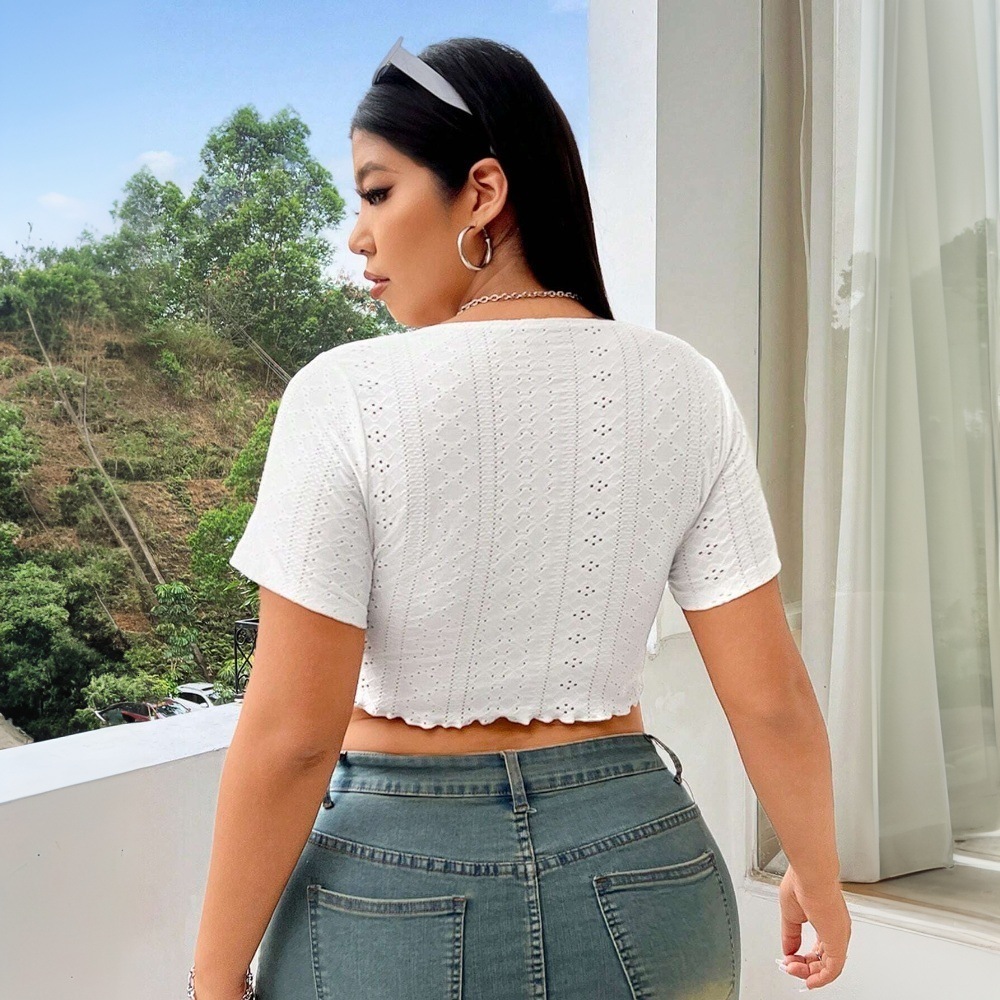 2025large Womens Elegant Sweet and Spicy Style T-shirt Spring/summer New V-neck Tight and Slim Top
