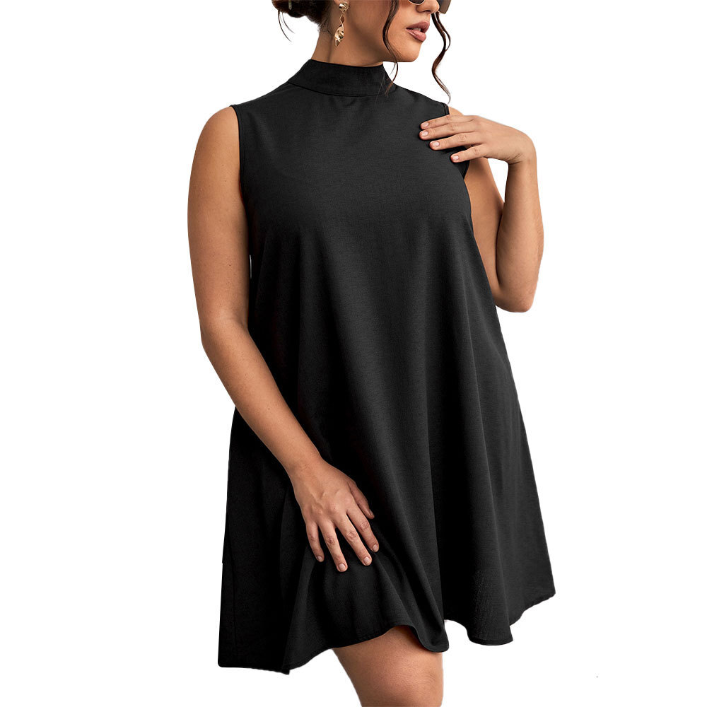 2025 Large Womens Elegant Style Dress Spring/summer New Half High Collar Temperament Short Skirt