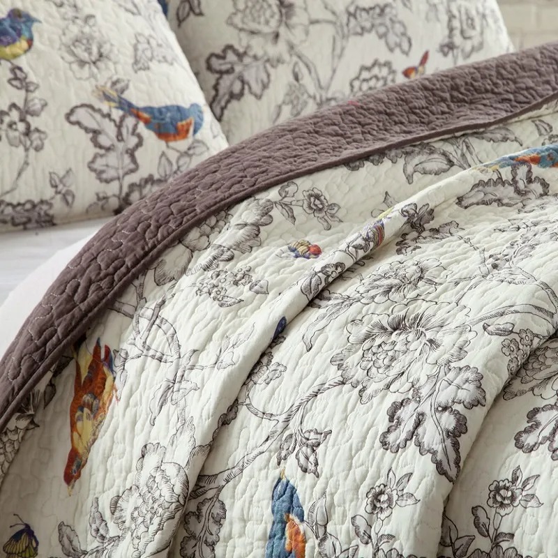 Bedding Sets 4Pcs Vintage French Printing Lace Ruffles Princess Set Milk Velvet Warm Quilt Cover Bed Skirt Bedspread Pillowcases 26AJA