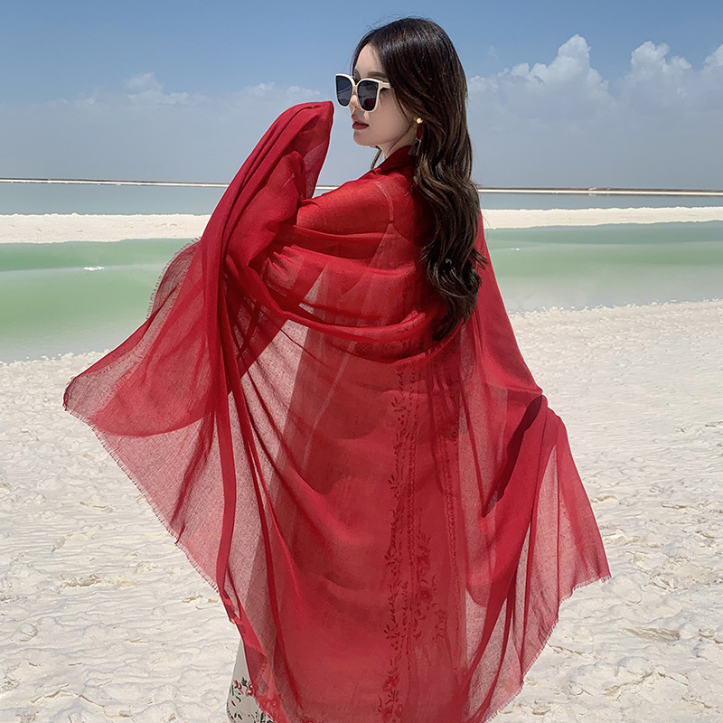 K737 Summer seaside vacation photography cloak large cloak leisure comfortable breathable scarf cloak ethnic style travel shawl