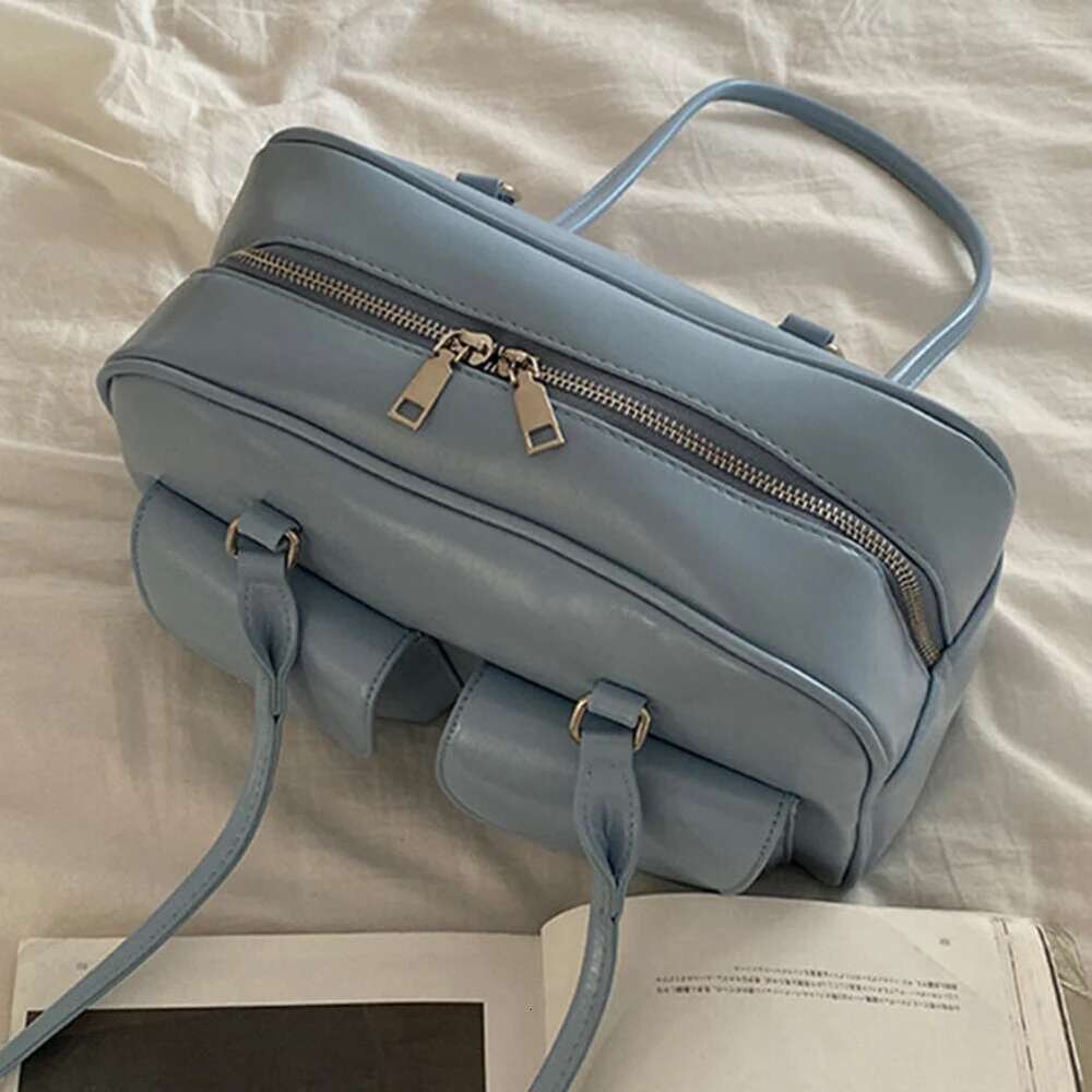 Women Shoulder BagsTote Fashion Purse Handbag Large Capacity Underarm Casual Double Pocket Zipper Retro PU Leather Bag