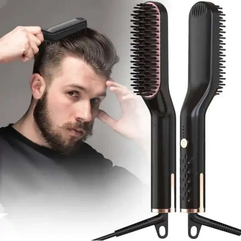 Men Straight Straightening Comb Anti-Scald Feature Portable Beard Brush Straightener for Man
