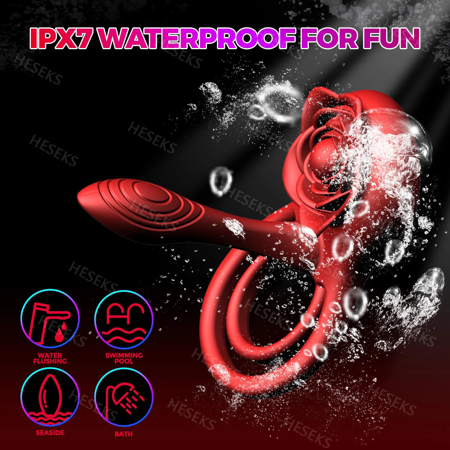 HESEKS Rose Vibrating Cock Ring 10 Vibration Penis Ring Penis Vibrators G-spot Clitoral Stimulator Adult Couples Sex Toy for Men 250515