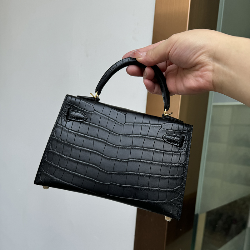 Top designer high-quality mini bag handmade handbag fashionable women's handbag. 19/22/25/28cm Matte Crocodile Leather Handbag