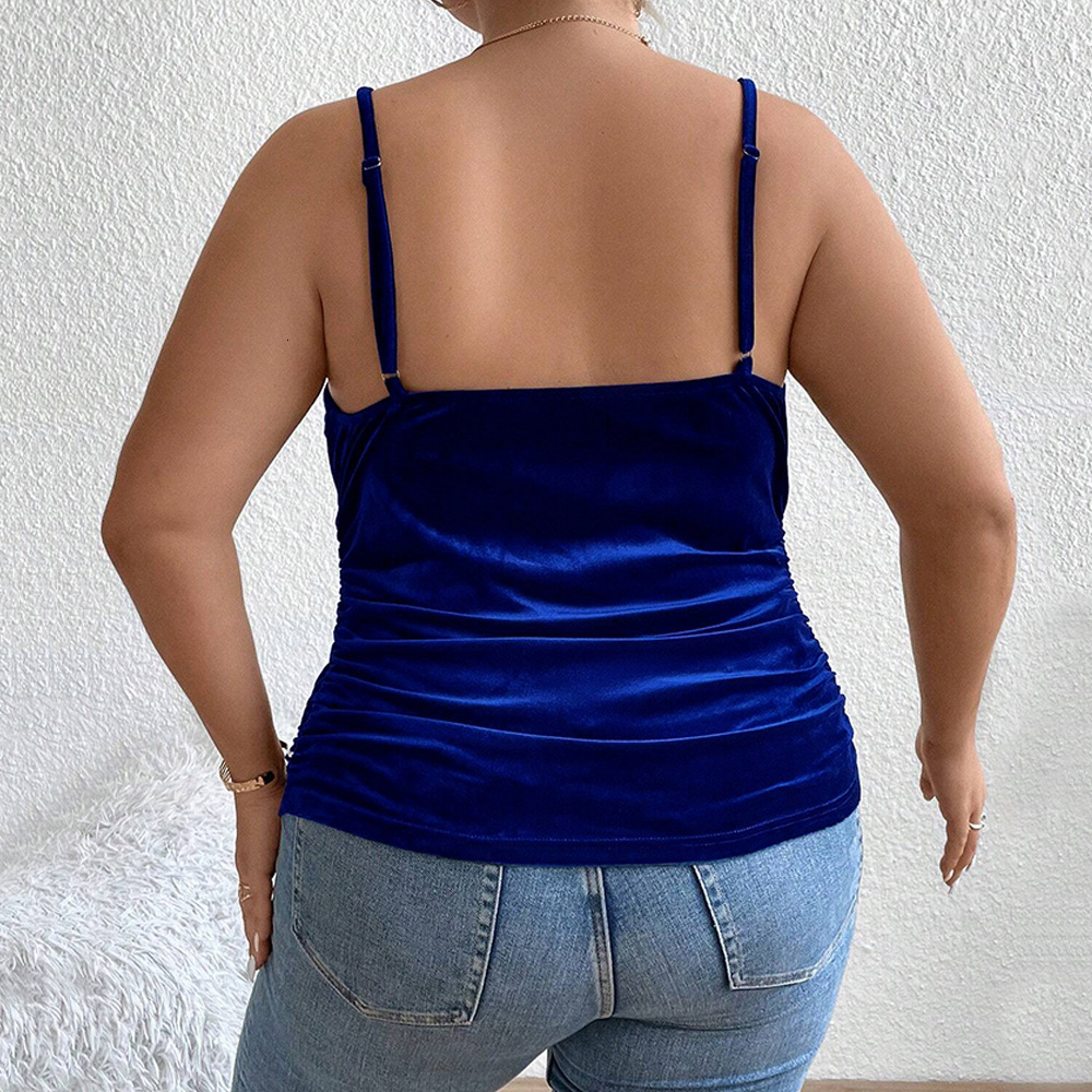 Large Size Womens Clothing Autumn and Winter New Item Slim Fit Temperament Velvet Vest Swinging Collar Versatile Camisole Top