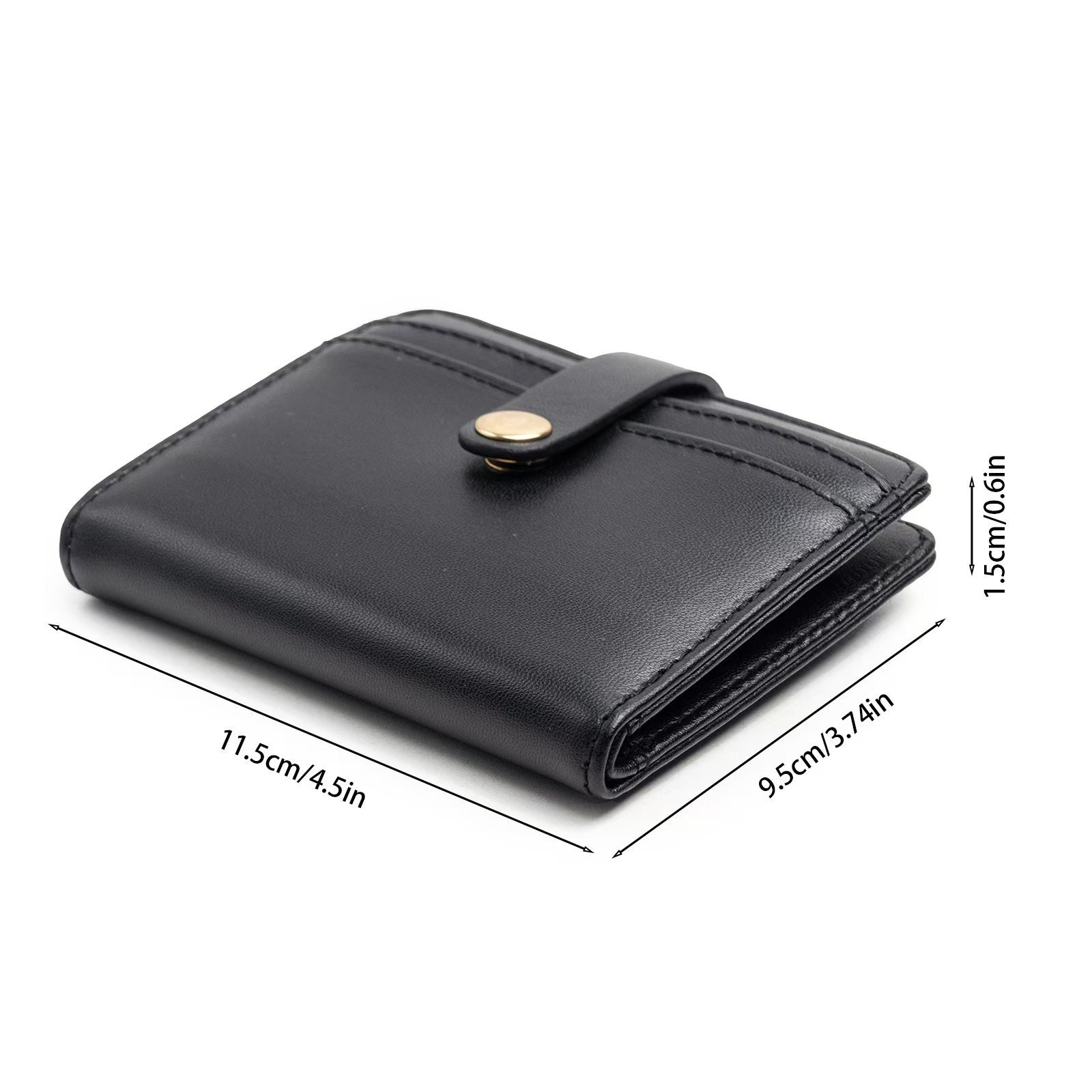 Cross-border Hot-selling Women's Ultra-thin Wallet, Double-fold PU Leather Card Holder with Key Ring, Zipper and ID Card Pocket